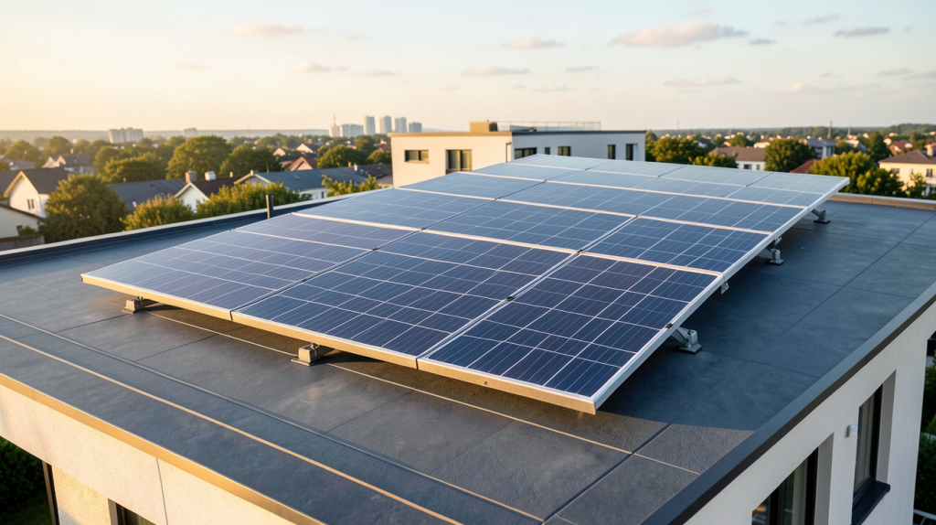 panneau solaire autoconsommation Leroy Merlin installé sur le toit d'une maison moderne