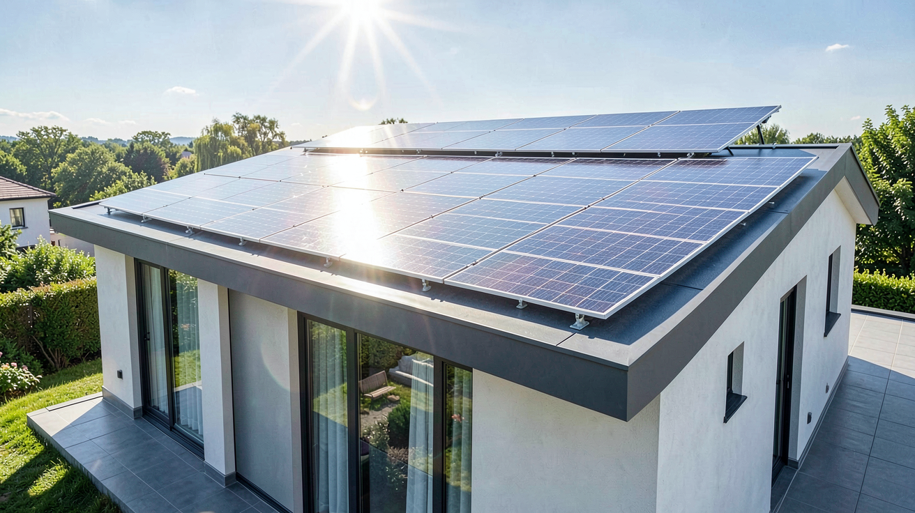 panneau solaire autoconsommation installé sur le toit d'une résidence moderne