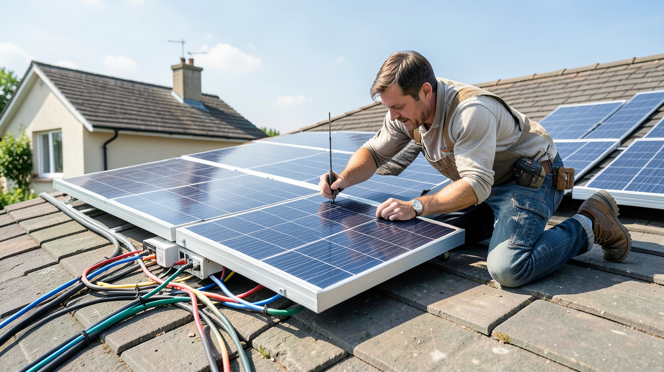 panneau solaire autoconsommation sans batterie installé sur un toit, du choix du matériel à la mise en service
