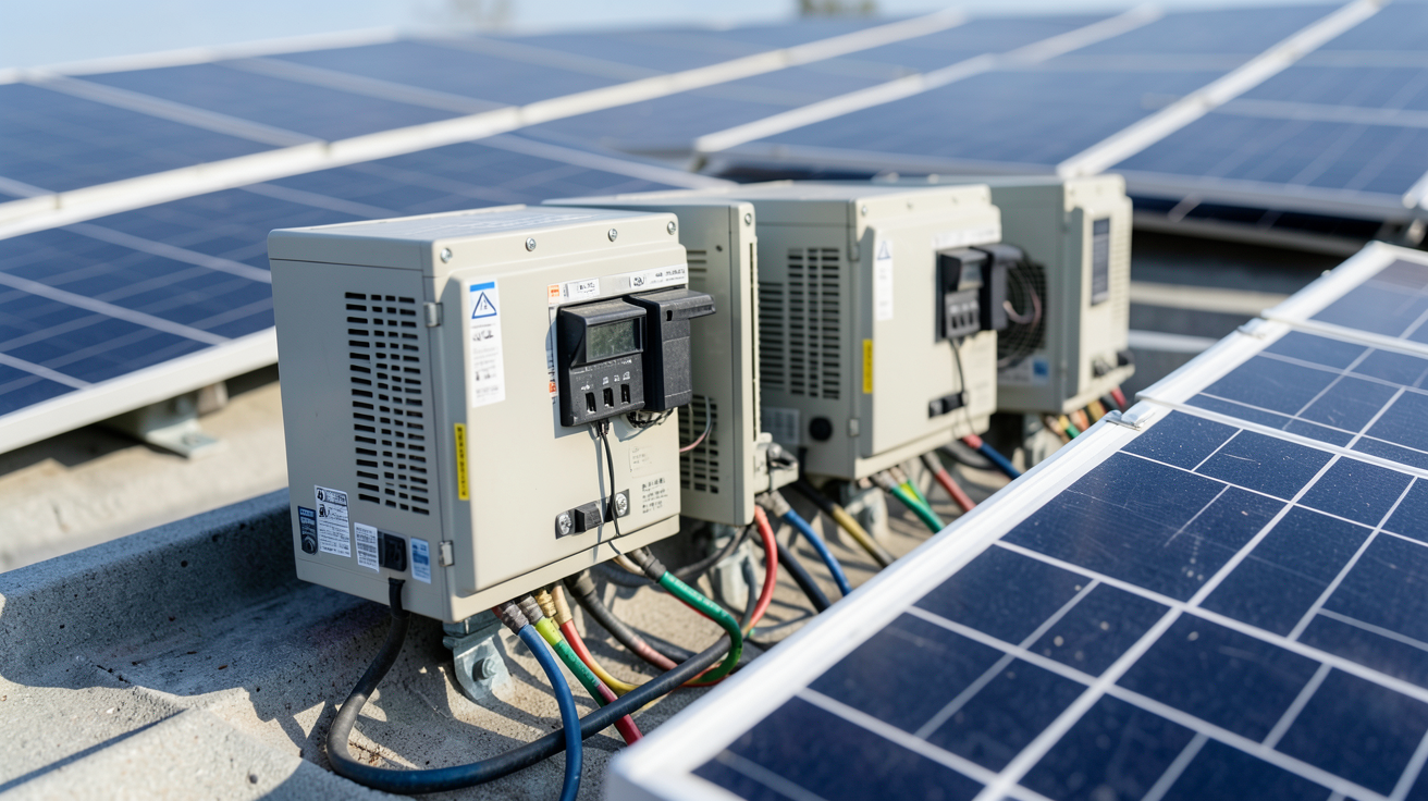 panneau solaire autoconsommation triphasé avec des micro-onduleurs installés sous les modules photovoltaïques