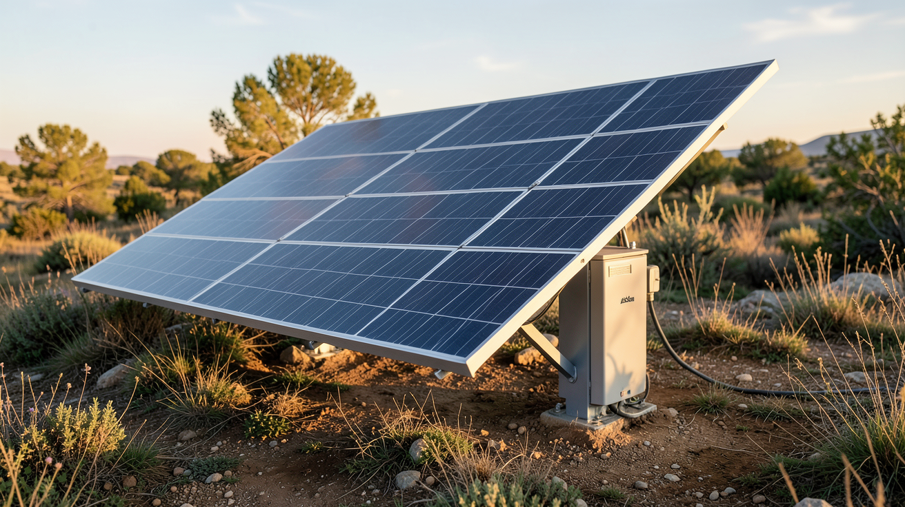 panneau solaire autonome installé en zone isolée avec système de stockage intégré