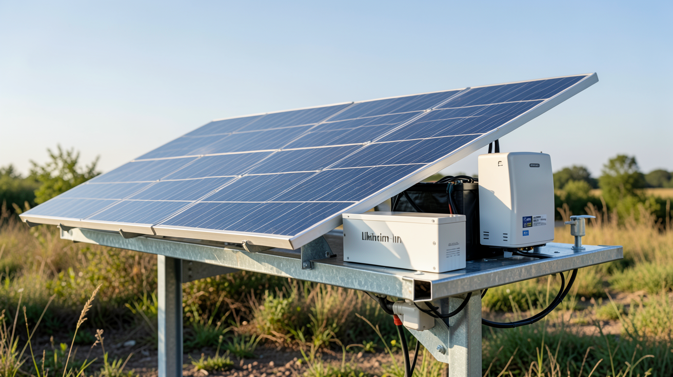 panneau solaire autonome avec kit complet installé à l'extérieur