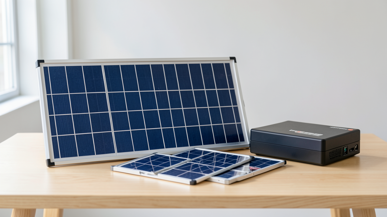 panneau solaire autonome Leroy Merlin avec kit comparatif 2024 exposé en magasin