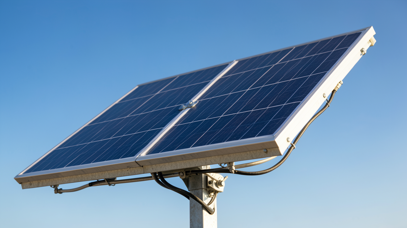 panneau solaire autonome prix comparatif 2024 installé sur un support métallique avec ciel bleu