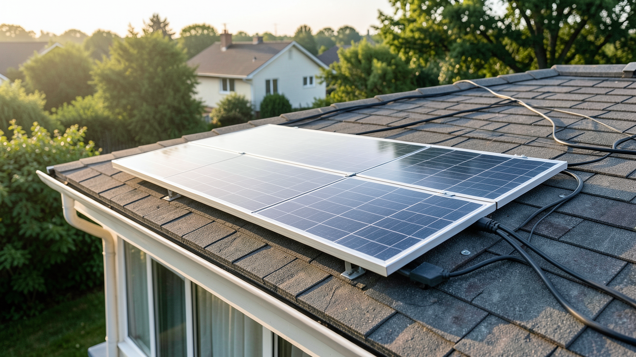 panneau solaire autonome sans batterie installé sur le toit d'une maison individuelle