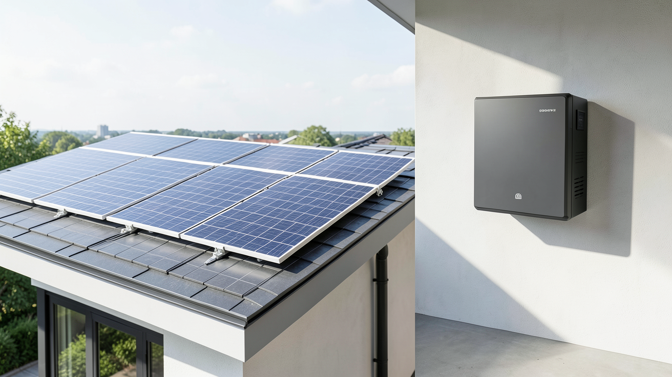 panneau solaire avec batterie de stockage installés sur une résidence moderne