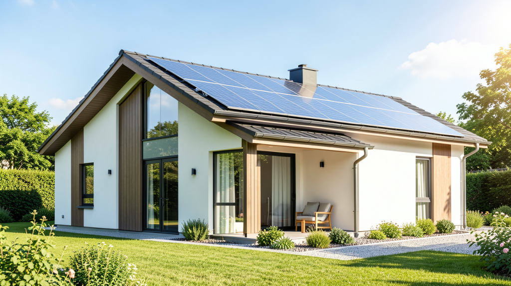 panneau solaire avec batterie pour maison installés sur une résidence moderne et écologique