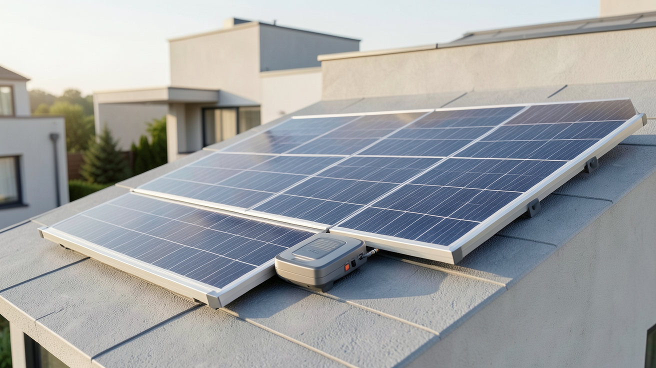 panneau solaire avec micro onduleur intégré montrant les cinq meilleures marques en 2024 sur un toit résidentiel