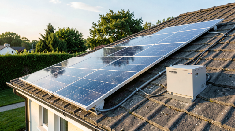 panneau solaire avec ou sans batterie installé sur le toit d'une maison individuelle