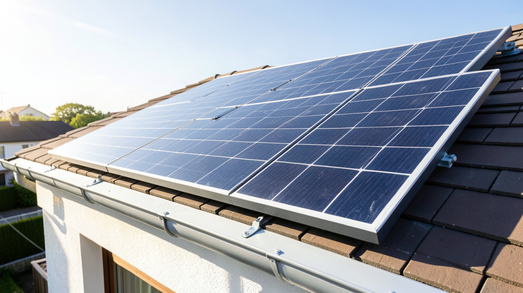panneau solaire axitec prix installé sur le toit d'une maison moderne, montrant les modules photovoltaïques brillants sous le soleil