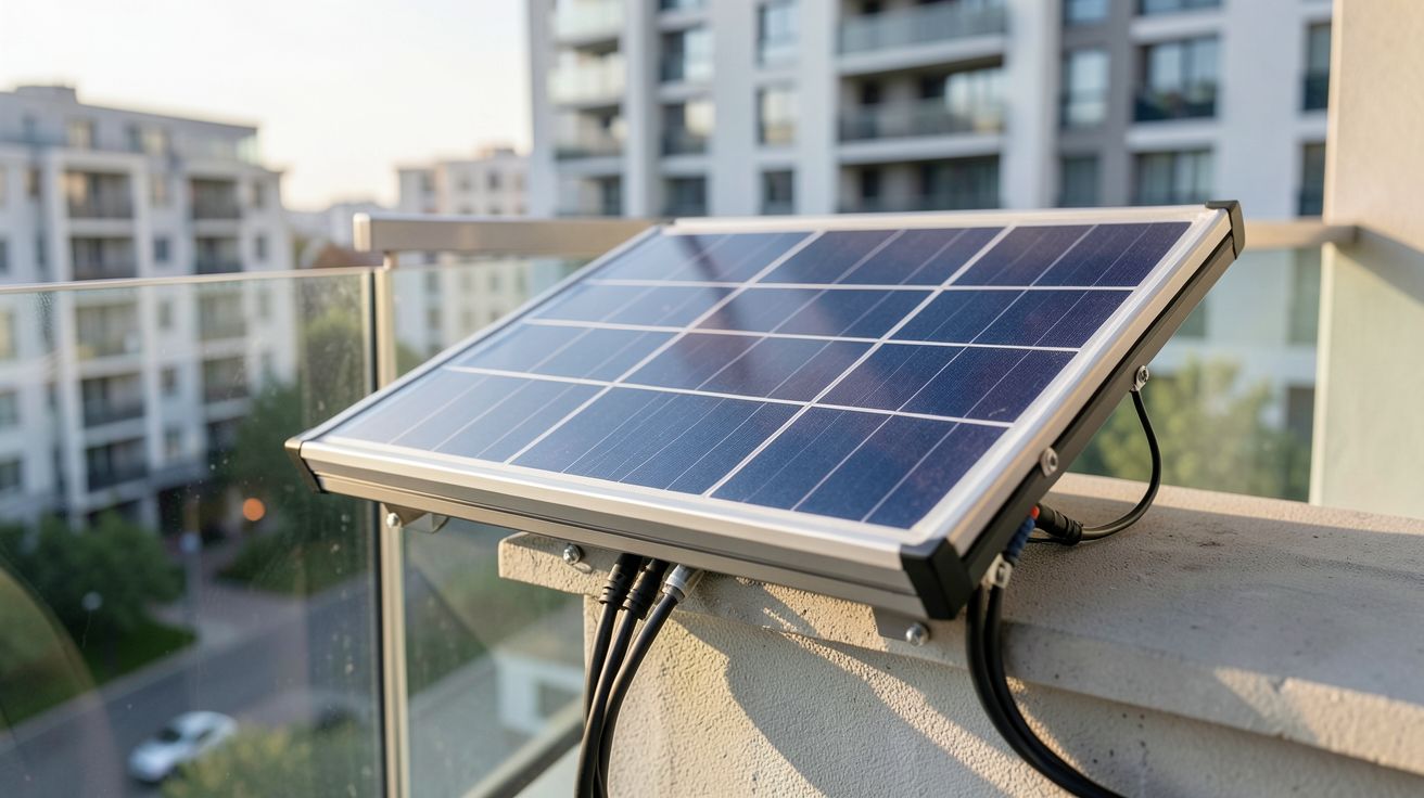 panneau solaire balcon installation moderne sur un balcon urbain avec vue sur immeuble résidentiel