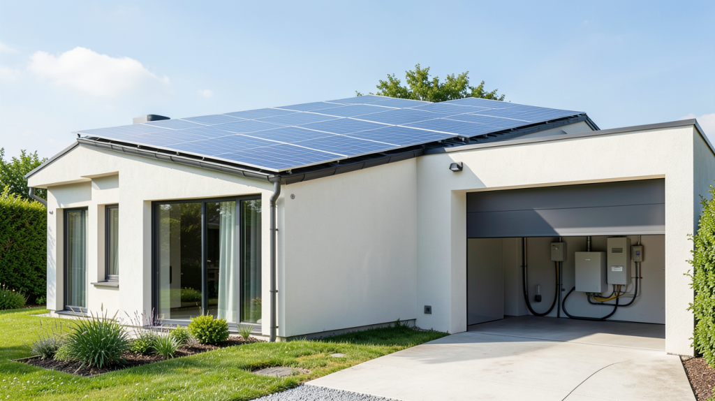 panneau solaire batterie lithium installé pour l'autonomie énergétique d'une habitation
