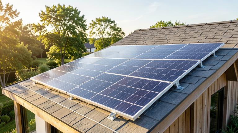 panneau solaire Beem installé sur le toit d'une maison écologique