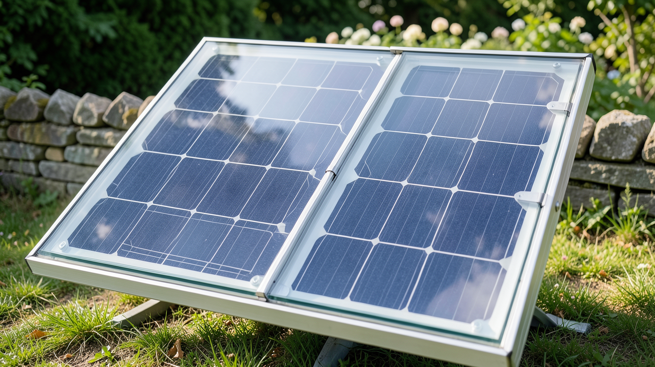 panneau solaire bi-verre transparent montrant la technologie double vitrage et l'effet bifacial