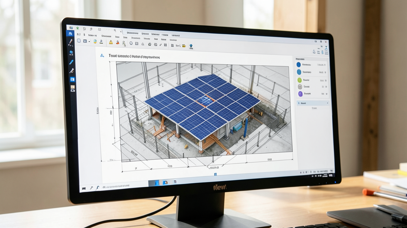 panneau solaire BIM intégré dans un tutoriel Revit sur un écran d'ordinateur