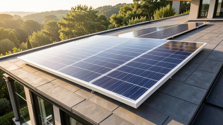 panneau solaire Bourgeois Global installé sur le toit d'une maison de luxe