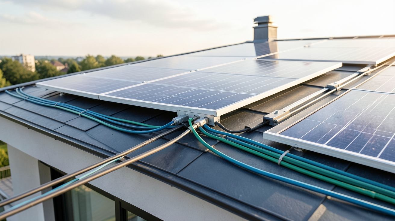 panneau solaire branchement parallèle installation maison toit moderne