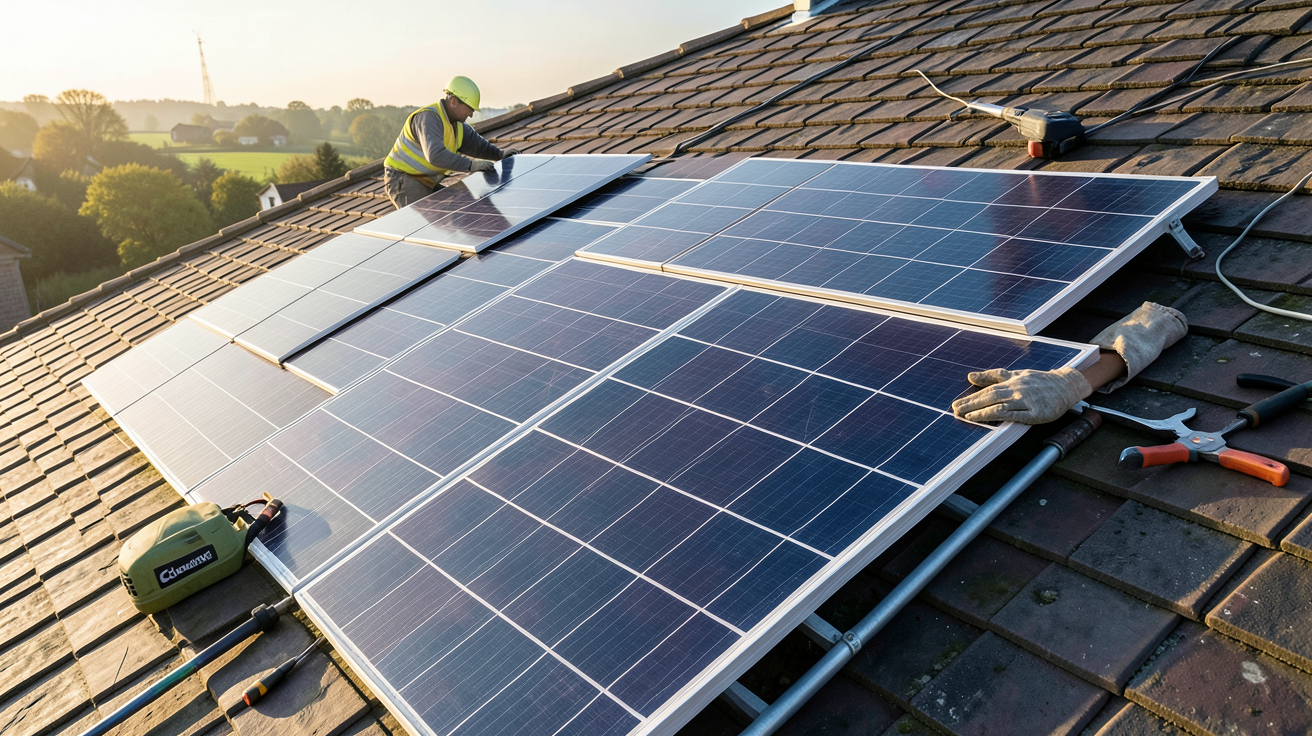 panneau solaire Cdiscount installation étape par étape sur une toiture