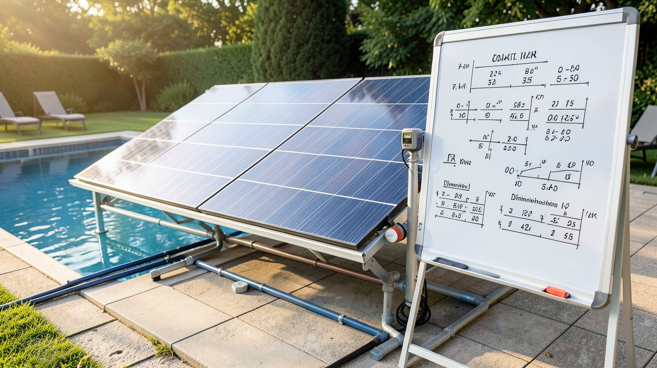 panneau solaire chauffage piscine montrant le dimensionnement nécessaire pour une installation optimale
