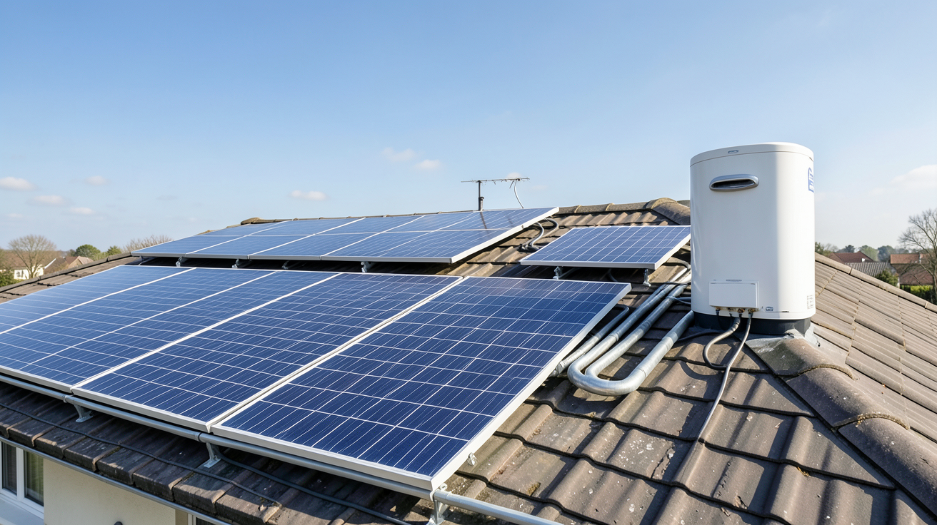panneau solaire chauffe eau prix illustration des différents types de chauffe-eau solaire installés sur une maison contemporaine