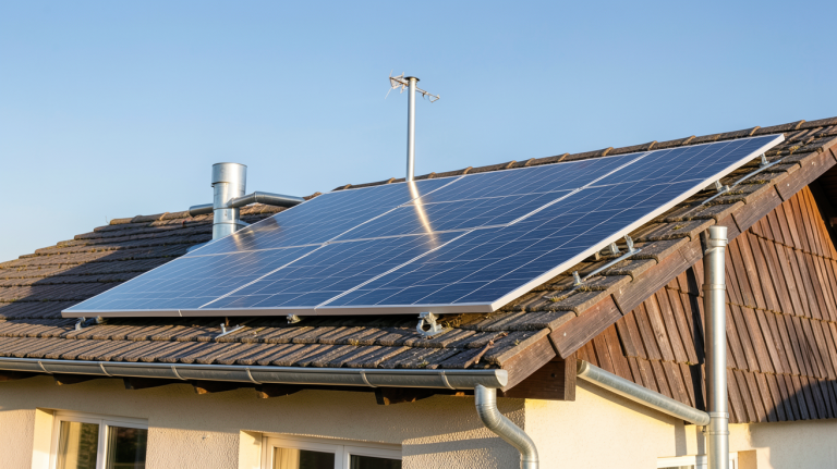 panneau solaire chauffe eau installé sur le toit d'une maison individuelle