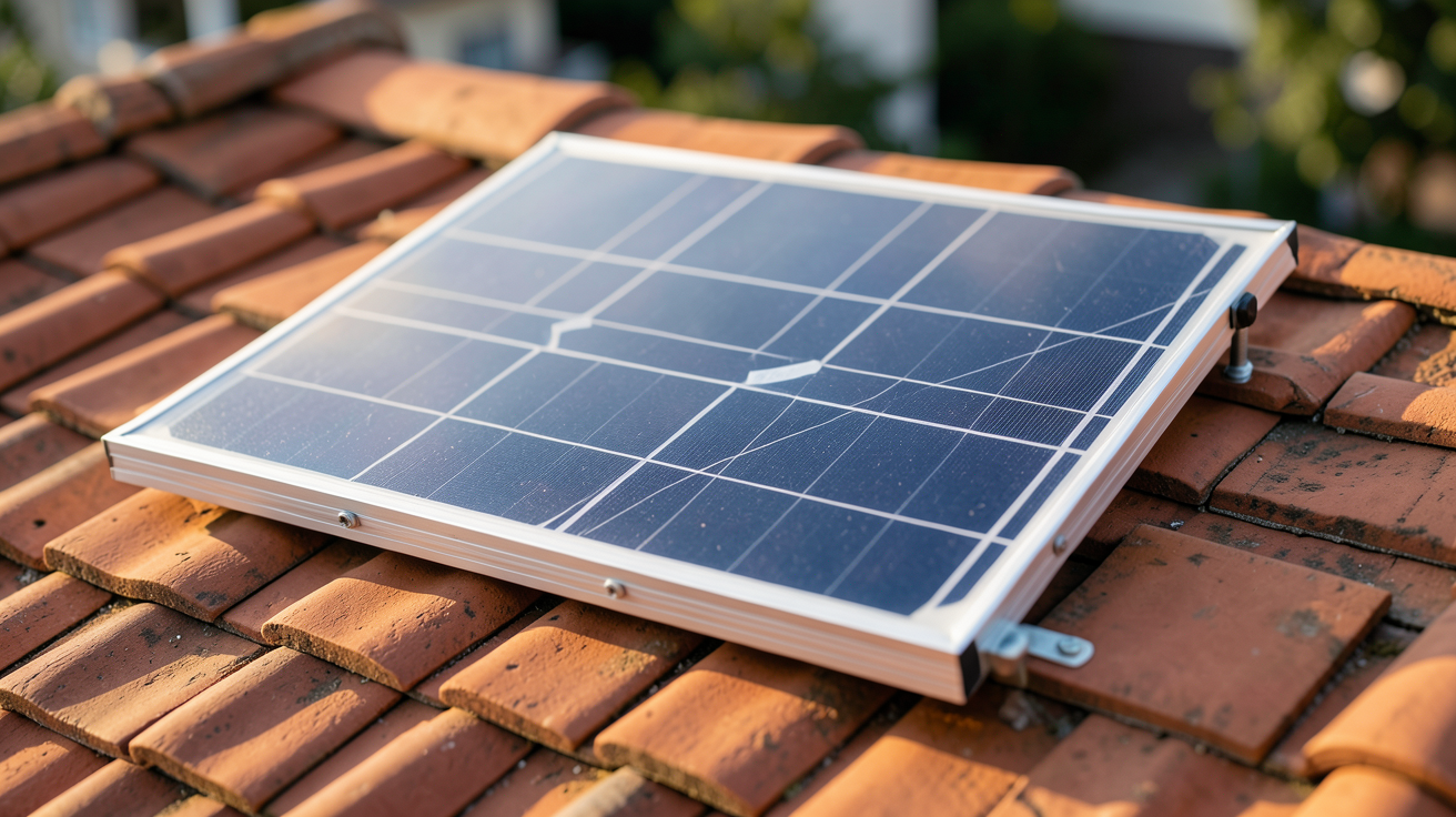panneau solaire chinois posé sur un toit en tuiles rouges, illustrant le prix réel des panneaux solaires chinois en France en 2026