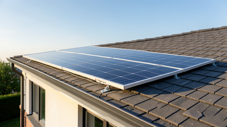 panneau solaire coupure de courant installé sur le toit d'une maison résidentielle