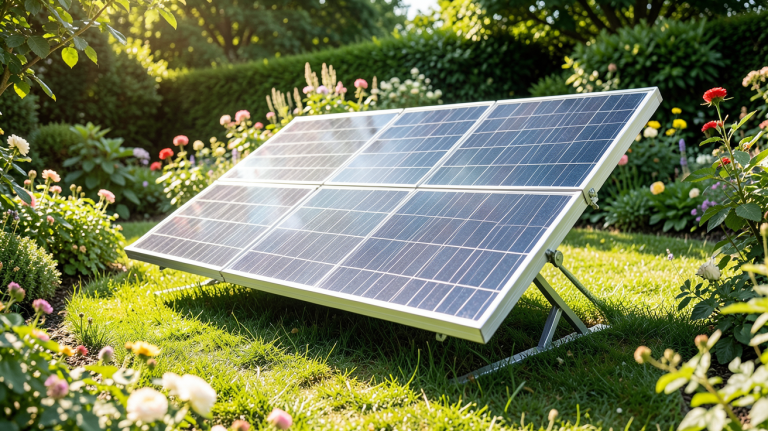 panneau solaire de jardin installé dans un espace vert résidentiel