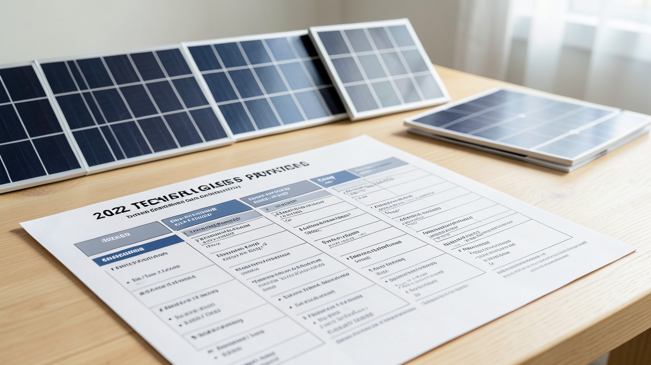 panneau solaire dernière génération 2022 présenté dans un tableau comparatif des technologies photovoltaïques