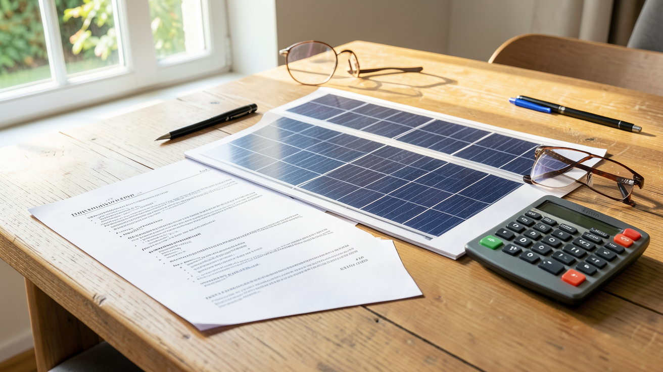 panneau solaire devis en ligne exemple pour une maison de 120 m² en Île-de-France posé sur une table