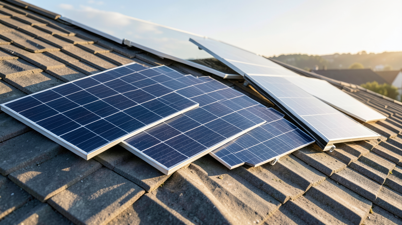 panneau solaire différents types technologies et performances exposés côte à côte sur un toit
