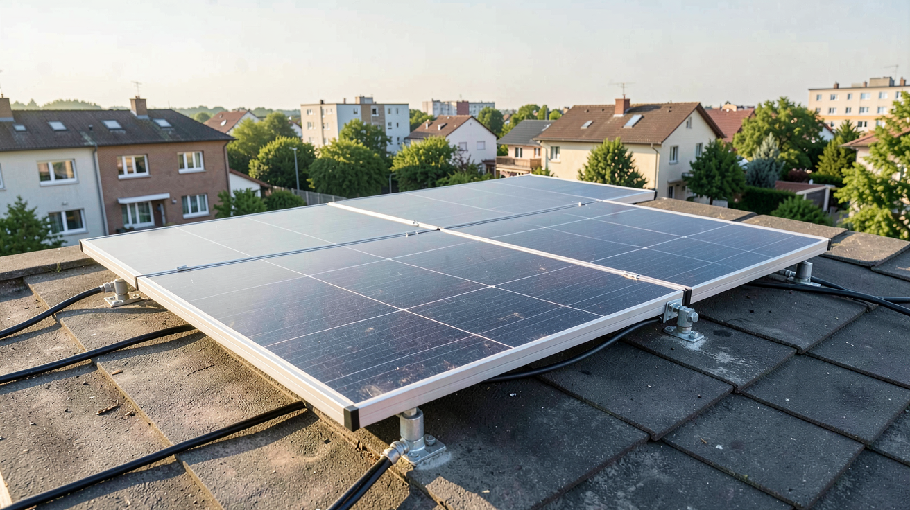 panneau solaire discount installé sur un toit de maison individuelle