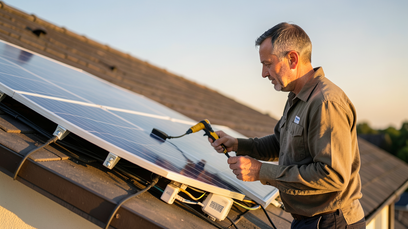 panneau solaire domestique prix installation 2026 posé sur toit de maison avec installateur professionnel