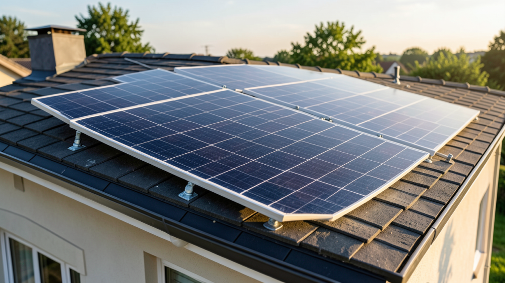panneau solaire domestique installé sur le toit d'une maison individuelle