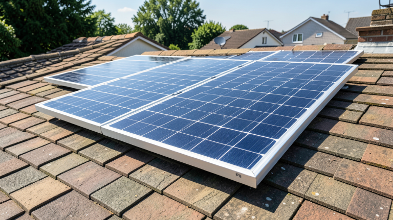 panneau solaire domestique installé sur le toit d'une maison moderne