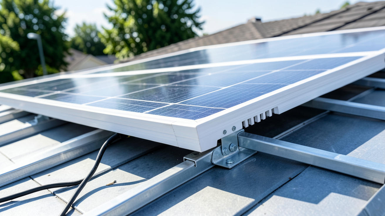 panneau solaire dualsun 500w en cours d'installation sur un toit avec un système de fixation professionnel