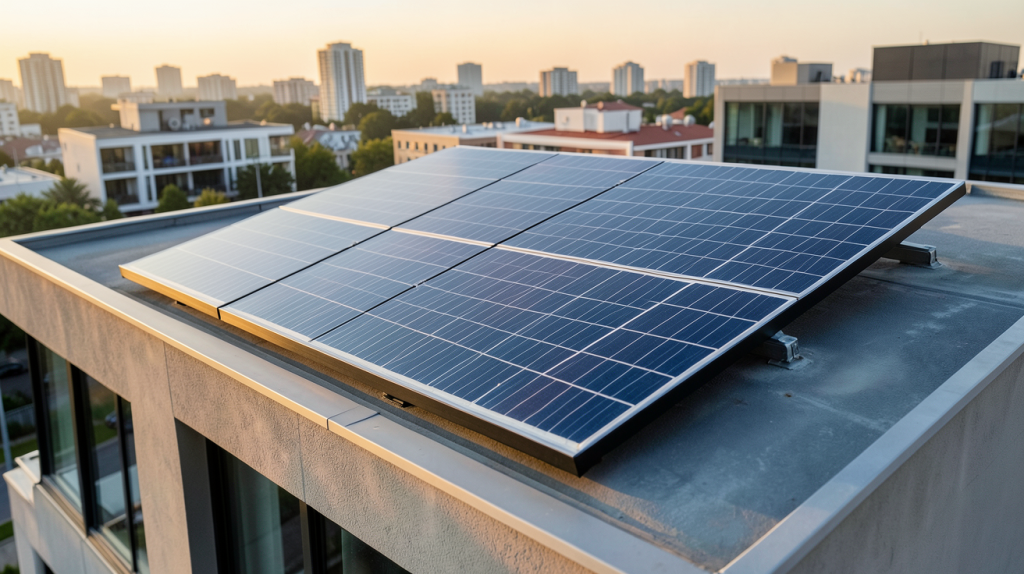 panneau solaire DualSun 500W installé sur le toit d'une maison urbaine moderne