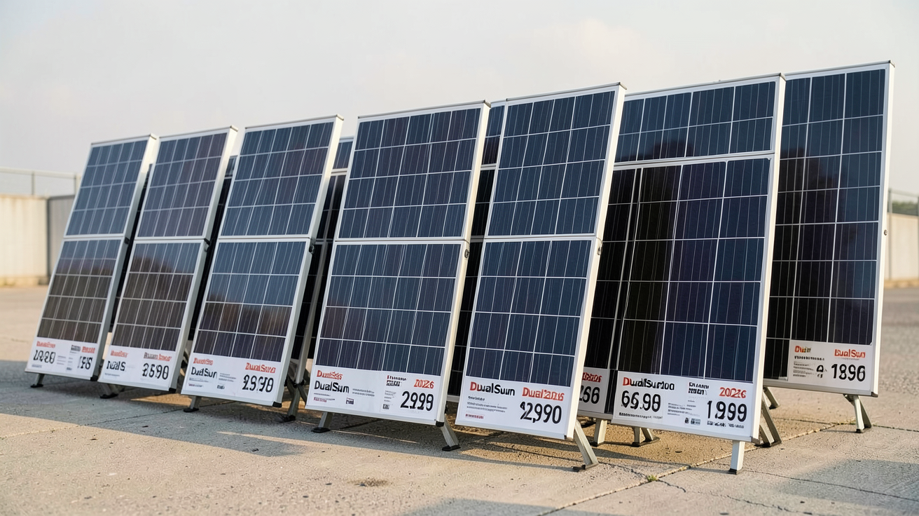 panneau solaire DualSun prix gamme 2026 modèles et tarifs unitaires exposés en extérieur