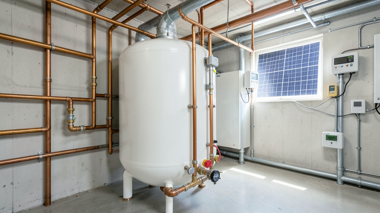 panneau solaire eau ballon de stockage dimensionné pour une eau chaude optimale dans un local technique