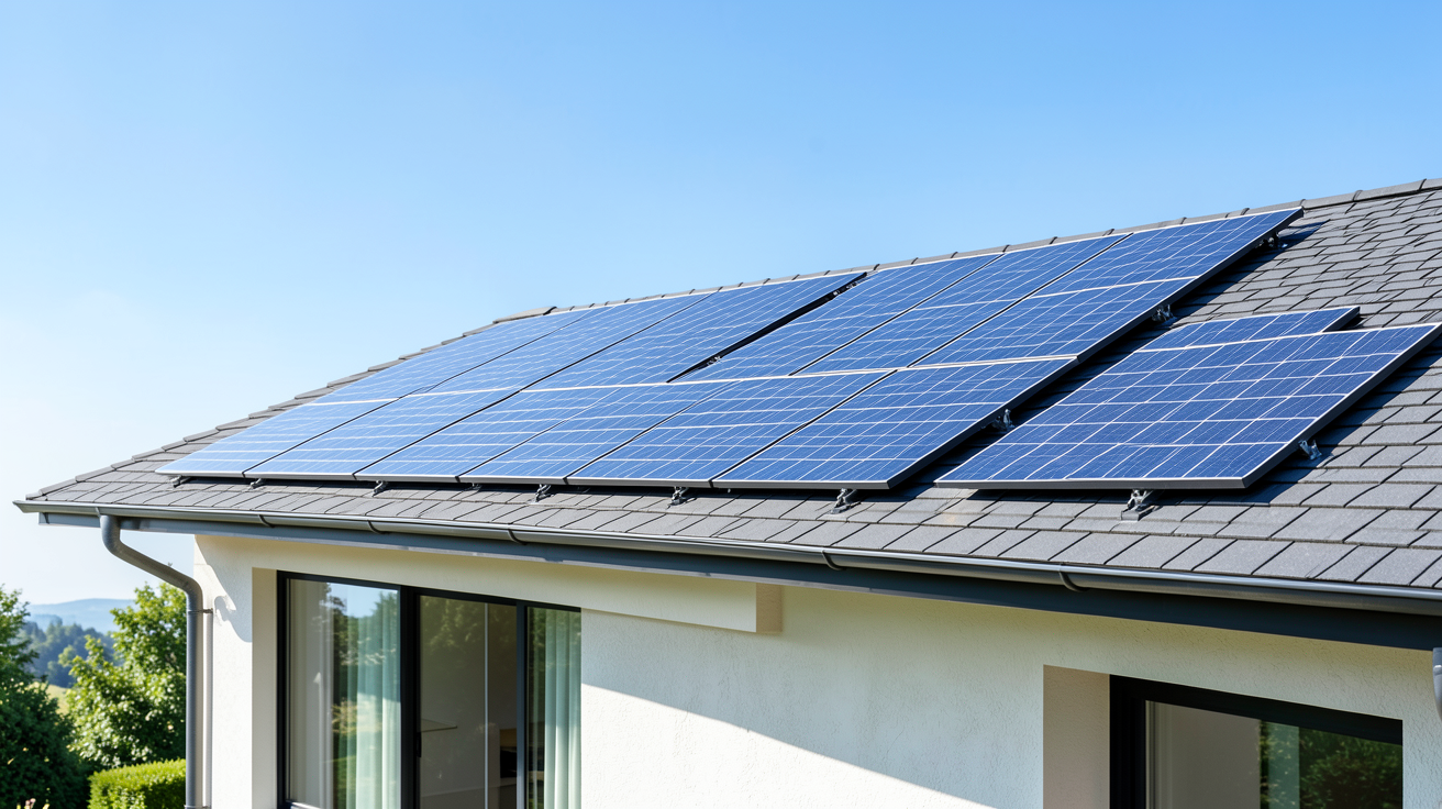 panneau solaire eau chaude sanitaire prix illustré par une installation solaire sur le toit d'une maison contemporaine.