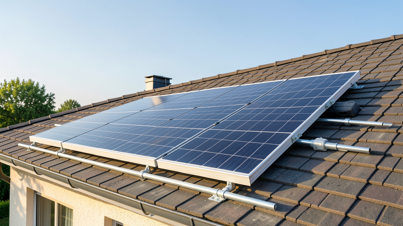 panneau solaire thermique pour eau chaude installé sur le toit d'une maison