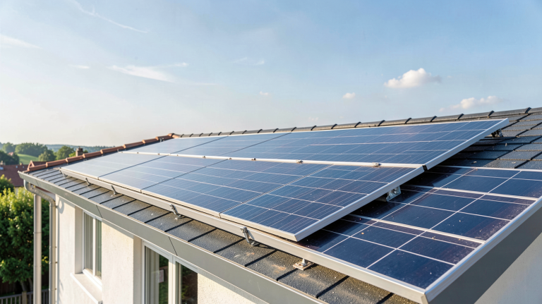 panneau solaire ebay installé sur le toit d'une maison moderne