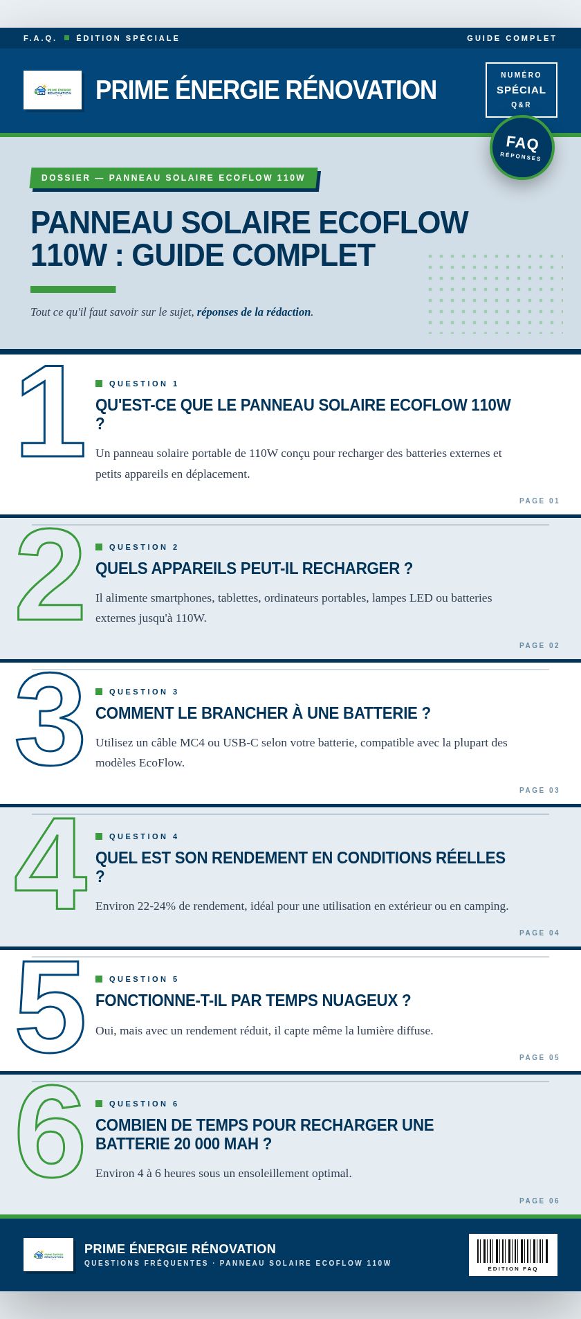 Infographie : Panneau solaire EcoFlow 110W : guide complet