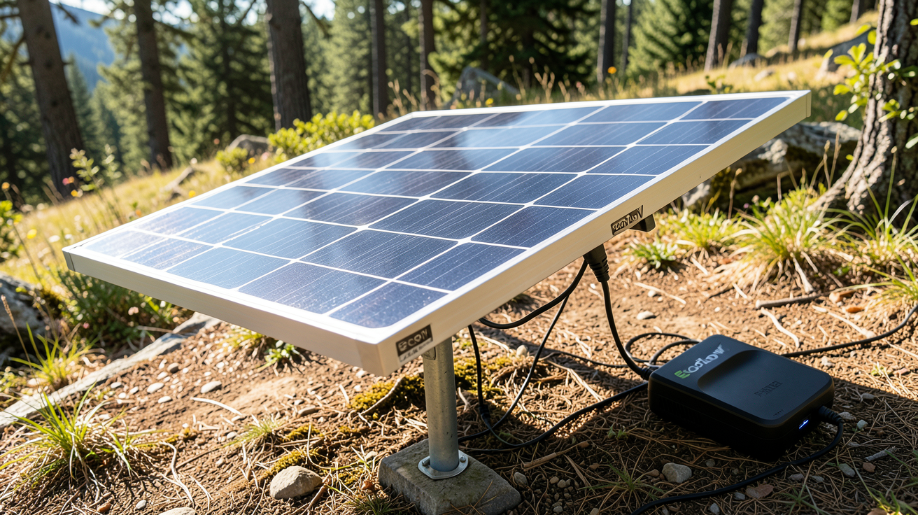 panneau solaire ecoflow 220w installé en extérieur pour une utilisation nomade