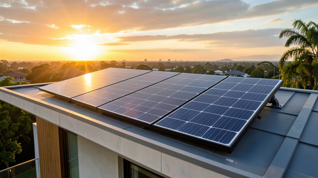 panneau solaire EcoFlow 400W installé sur le toit d'une maison moderne