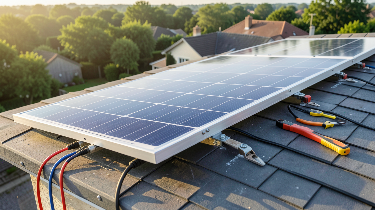 panneau solaire EcoFlow installation pas à pas sur un toit résidentiel