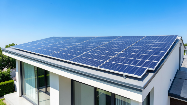 panneau solaire ecs installé sur le toit d'une résidence moderne