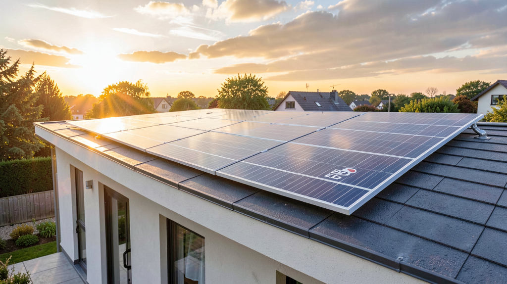 panneau solaire EDF installé sur le toit d'une maison contemporaine