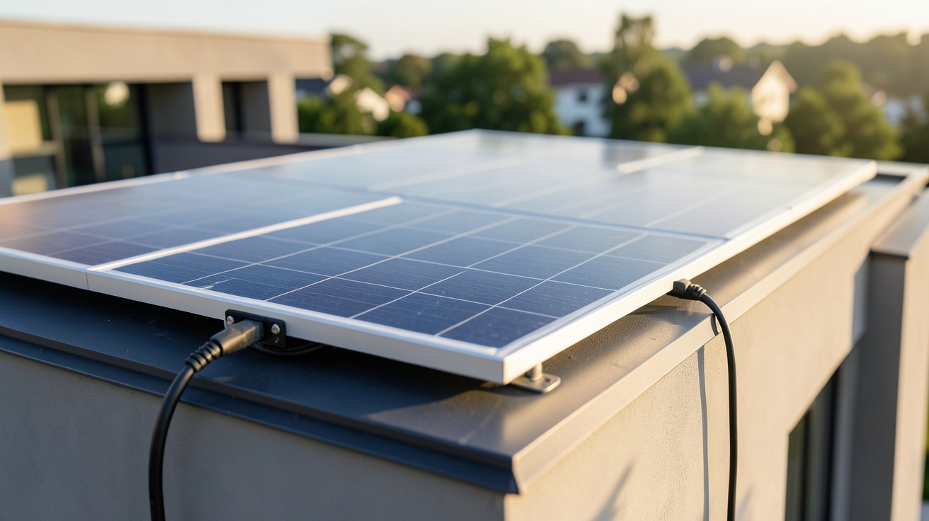 panneau solaire Effy installé sur le toit d'une maison moderne pour un comparatif avec Prime Énergie et Hello Watt