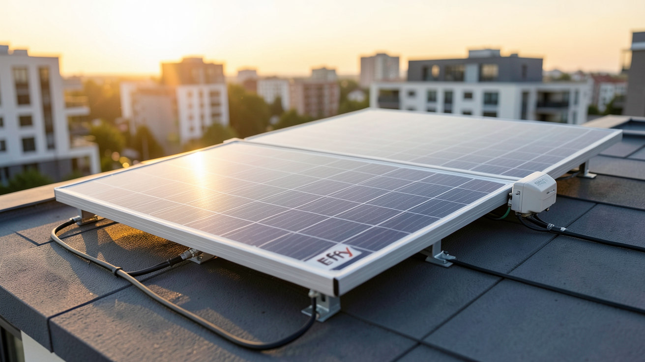panneau solaire Effy installé sur le toit d'une maison urbaine moderne